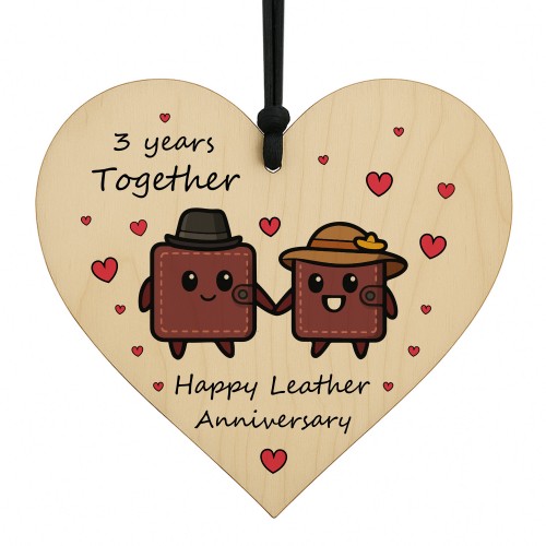 3rd Anniversary Plaque Gifts For Wife Husband Wooden Heart