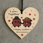 3rd Anniversary Plaque Gifts For Wife Husband Wooden Heart