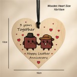3rd Anniversary Plaque Gifts For Wife Husband Wooden Heart