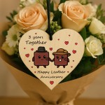 3rd Anniversary Plaque Gifts For Wife Husband Wooden Heart