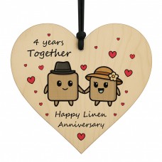 4th Anniversary Plaque Gifts For Wife Husband Wooden Heart 