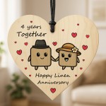 4th Anniversary Plaque Gifts For Wife Husband Wooden Heart 4th Anniversary Plaque Gifts For Wife Husband Wooden Heart