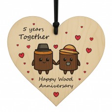 5th Anniversary Plaque Gifts For Wife Husband Wooden Heart