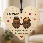 5th Anniversary Plaque Gifts For Wife Husband Wooden Heart 5th Anniversary Plaque Gifts For Wife Husband Wooden Heart