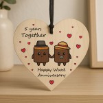 5th Anniversary Plaque Gifts For Wife Husband Wooden Heart 5th Anniversary Plaque Gifts For Wife Husband Wooden Heart