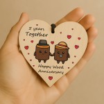5th Anniversary Plaque Gifts For Wife Husband Wooden Heart 5th Anniversary Plaque Gifts For Wife Husband Wooden Heart