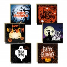 Halloween Cards Multipack of 6 Greetings Cards With Envelopes
