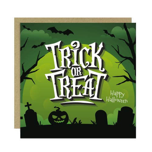 Novelty Trick Or Treat Greetings Card With Kraft Envelope