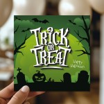 Novelty Trick Or Treat Greetings Card With Kraft Envelope