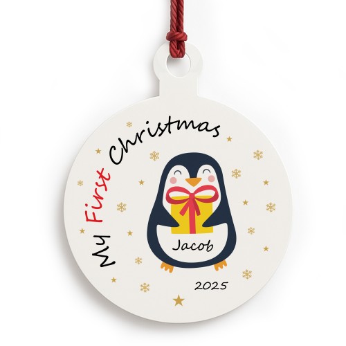 Babys First Christmas Decoration Acrylic Bauble Personalised
