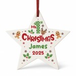 Baby's 1st Christmas Decoration Personalised Star For Baby Boy