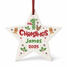 Baby's 1st Christmas Decoration Personalised Star For Baby Boy