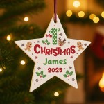Baby's 1st Christmas Decoration Personalised Star For Baby Boy