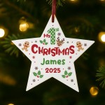 Baby's 1st Christmas Decoration Personalised Star For Baby Boy