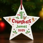 Baby's 1st Christmas Decoration Personalised Star For Baby Boy