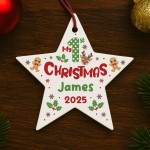 Baby's 1st Christmas Decoration Personalised Star For Baby Boy