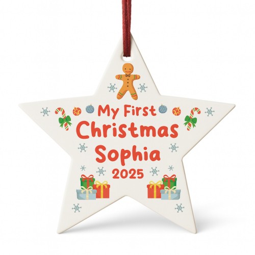  My First Christmas Star Decoration Personalised Acrylic Star Or