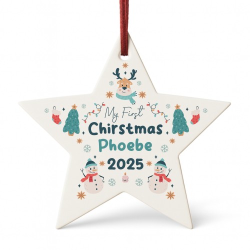 Personalised My First Christmas Star Decoration For Baby Boy