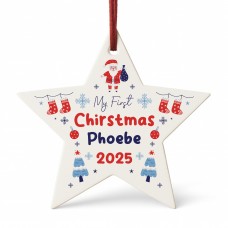 Personalised Baby's First Christmas Star Decoration Acrylic Star