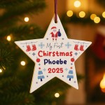 Personalised Baby's First Christmas Star Decoration Acrylic Star