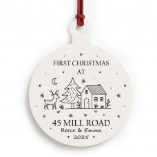 Personalised First Christmas At New Home Bauble Couple Gift