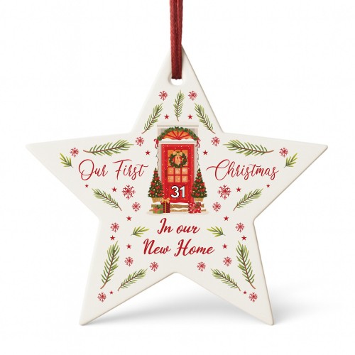 1st Christmas In Our New Home Bauble Personalised Acrylic Star