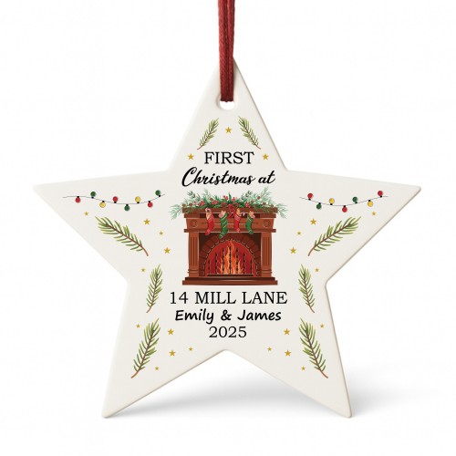 Personalised New Home Bauble Acrylic Star For Christmas Tree