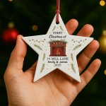 Personalised New Home Bauble Acrylic Star For Christmas Tree