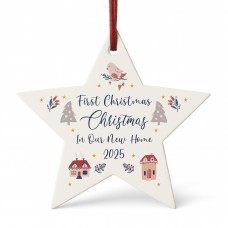 First Christmas In Our New Home Bauble Personalised Acrylic Star