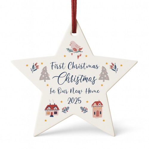 First Christmas In Our New Home Bauble Personalised Acrylic Star First Christmas In Our New Home Bauble Personalised Acrylic Star