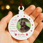 Dog Memorial Bauble With Photo Personalised Christmas Decoration