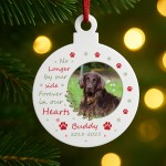 Dog Memorial Bauble With Photo Personalised Christmas Decoration