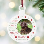 Dog Memorial Bauble With Photo Personalised Christmas Decoration