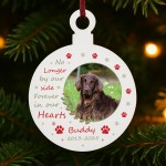 Dog Memorial Bauble With Photo Personalised Christmas Decoration