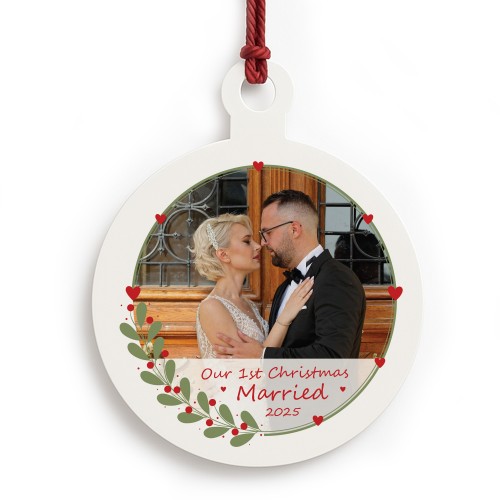 Personalised First Christmas Married Tree Decoration For Couple