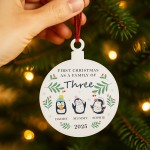 First Christmas as a Family of Three Penguin Personalised Bauble First Christmas as a Family of Three Penguin Personalised Bauble