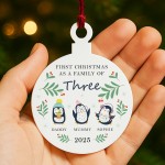 First Christmas as a Family of Three Penguin Personalised Bauble First Christmas as a Family of Three Penguin Personalised Bauble