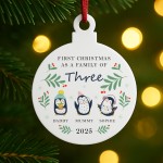 First Christmas as a Family of Three Penguin Personalised Bauble First Christmas as a Family of Three Penguin Personalised Bauble