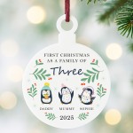 First Christmas as a Family of Three Penguin Personalised Bauble First Christmas as a Family of Three Penguin Personalised Bauble