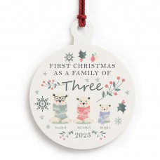 Personalised First Christmas as a Family of Three Bauble