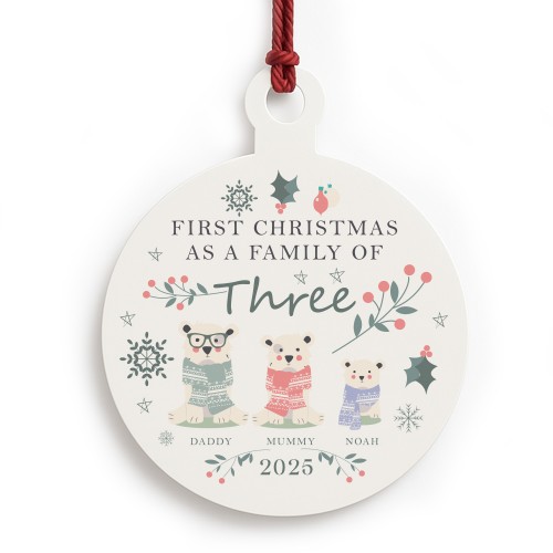 Personalised First Christmas as a Family of Three Bauble Personalised First Christmas as a Family of Three Bauble