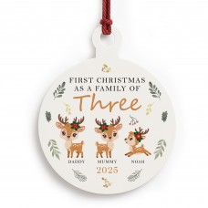 First Christmas as a Family of Three Personalised Ornament
