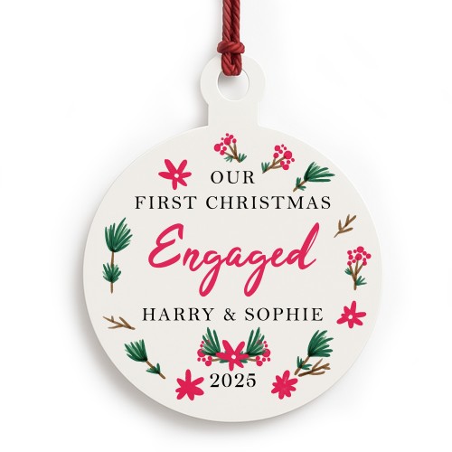 1st Christmas Engaged Gift Personalised Tree Decoration 1st Christmas Engaged Gift Personalised Tree Decoration