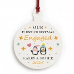 First Christmas Engaged Personalised Tree Decoration For Couple First Christmas Engaged Personalised Tree Decoration For Couple