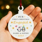 First Christmas Engaged Personalised Tree Decoration For Couple First Christmas Engaged Personalised Tree Decoration For Couple
