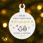 First Christmas Engaged Personalised Tree Decoration For Couple First Christmas Engaged Personalised Tree Decoration For Couple