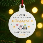 First Christmas Engaged Personalised Tree Decoration For Couple First Christmas Engaged Personalised Tree Decoration For Couple