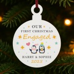 First Christmas Engaged Personalised Tree Decoration For Couple First Christmas Engaged Personalised Tree Decoration For Couple
