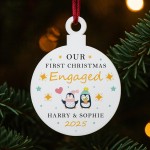 First Christmas Engaged Personalised Tree Decoration For Couple First Christmas Engaged Personalised Tree Decoration For Couple
