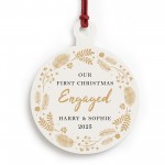 Personalised Our First Christmas Engaged Christmas Tree Bauble Personalised Our First Christmas Engaged Christmas Tree Bauble
